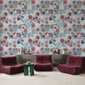 Miracle Blossoms and Birds, Red Mural Wallpaper - room preview 04