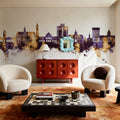 Georgetown Guyana Skyline Purple & Gold Mural Wallpaper - room preview 04