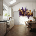 Philadelphia Skyline Purple & Gold Mural Wallpaper - room preview 04