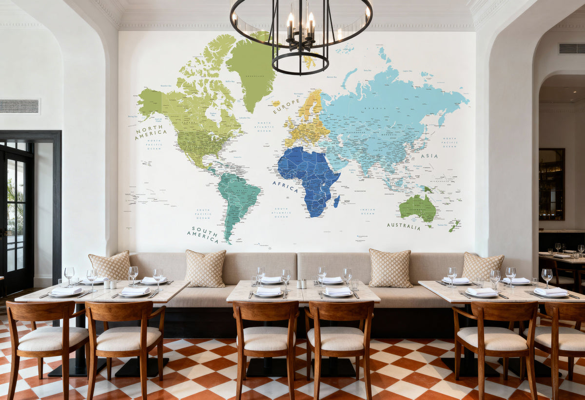 World Map Cities - Elisenda Mural Wallpaper - room preview 04