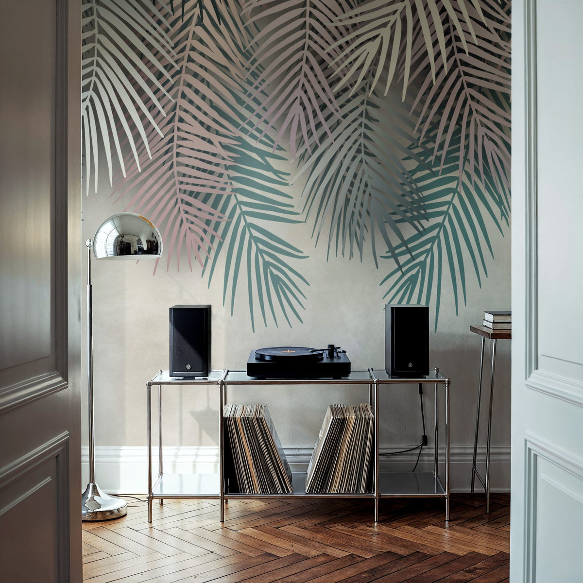 Palms Up Ahead Mural Wallpaper - Neutral Tone - room preview 04
