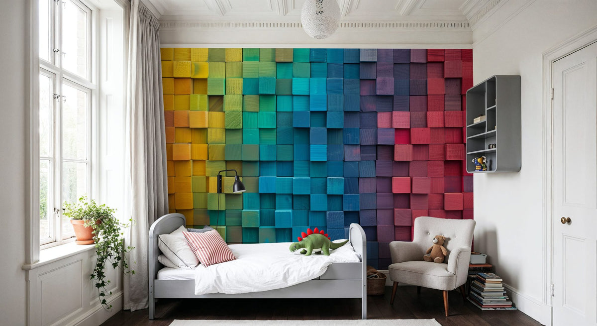 Vibrant Rainbow Stack Mural Wallpaper - room preview 04