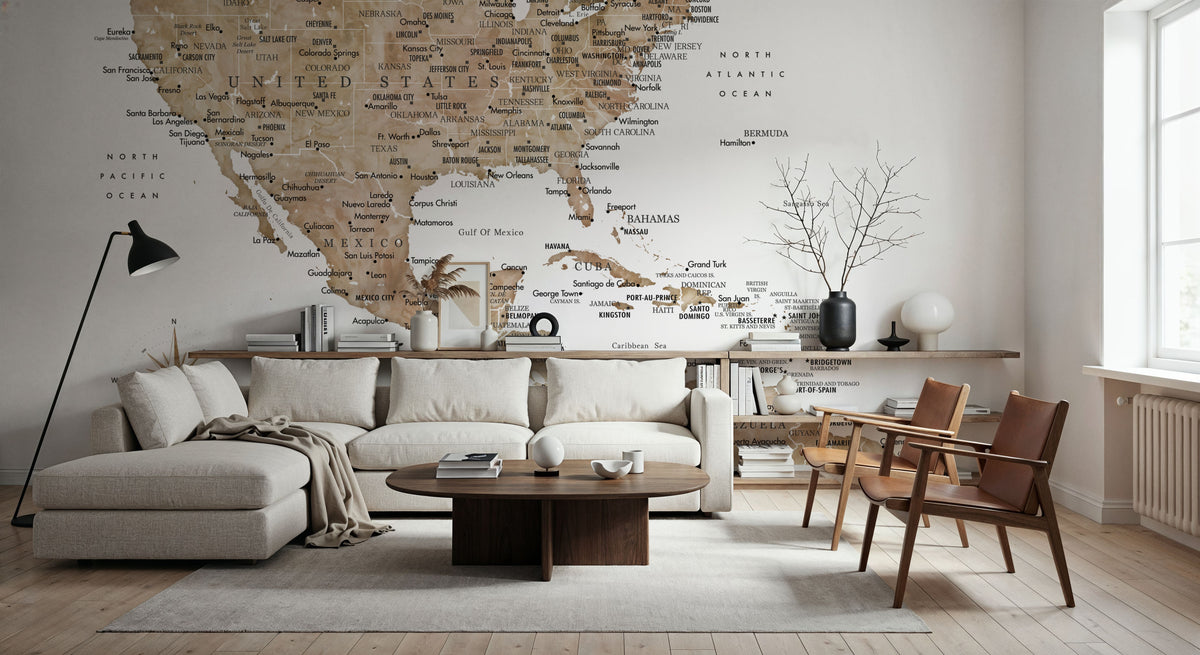 US Mexico Caribbean Map - Abey Mural Wallpaper - room preview 04