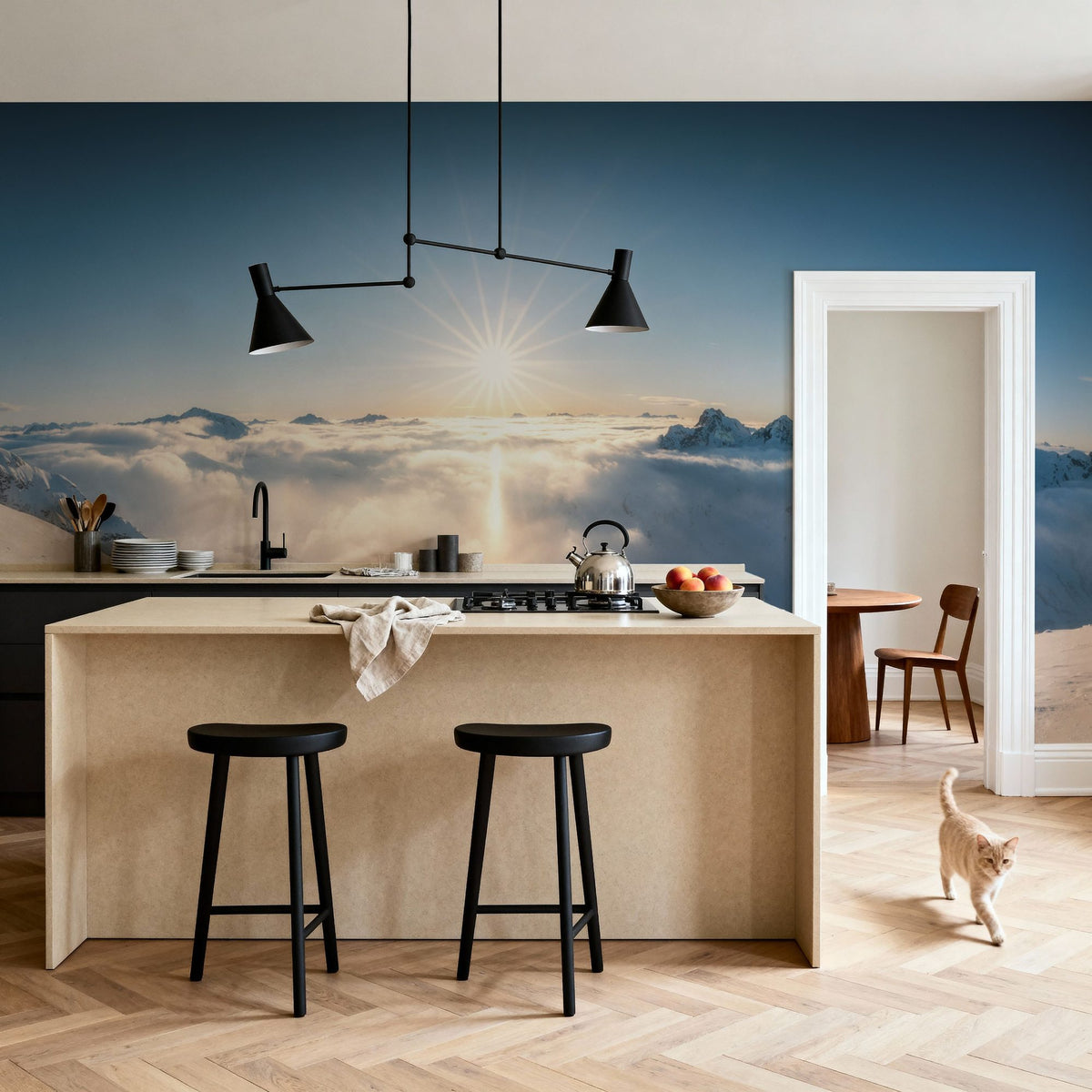 Skiing Panorama Mural Wallpaper - room preview 04