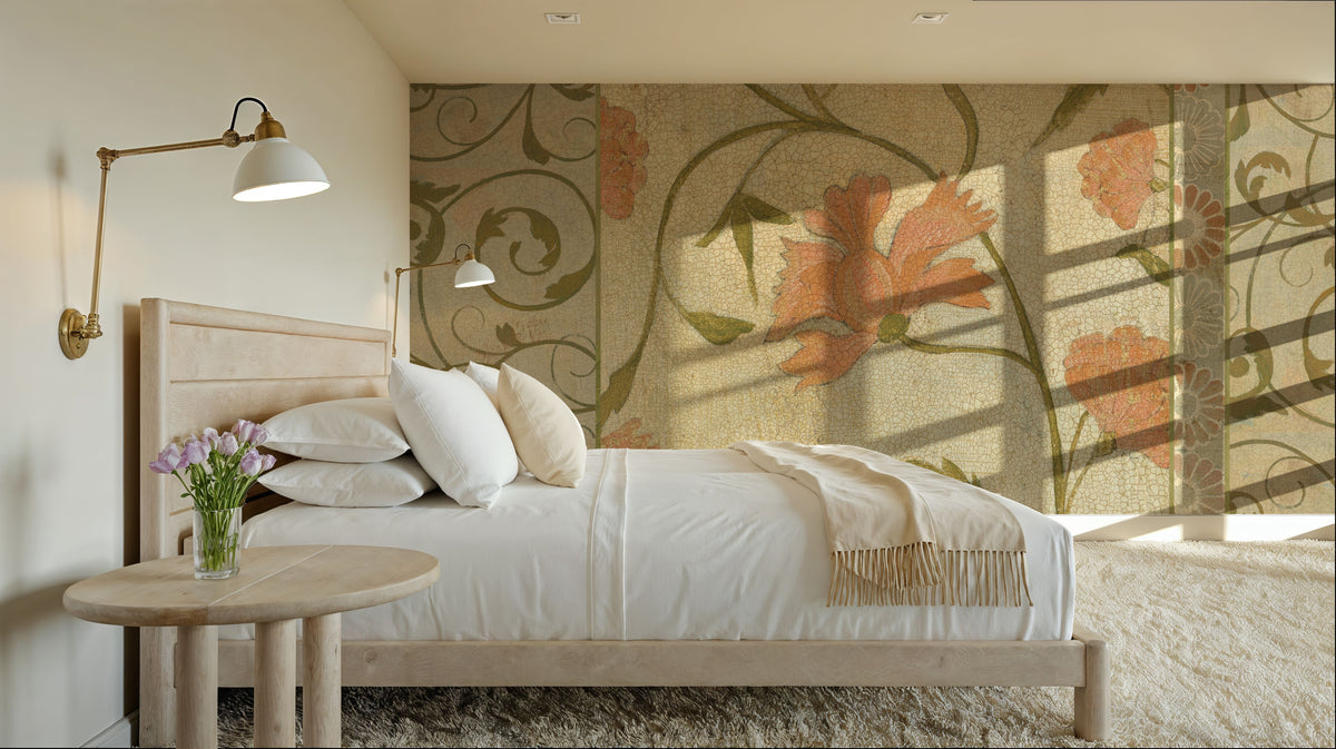 Antique Floral Vine Mural Wallpaper - room preview 04