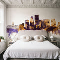 Portland Oregon Skyline Purple & Gold Mural Wallpaper - room preview 04