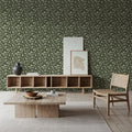 Red Clovers, Forest Green Mural Wallpaper - room preview 04