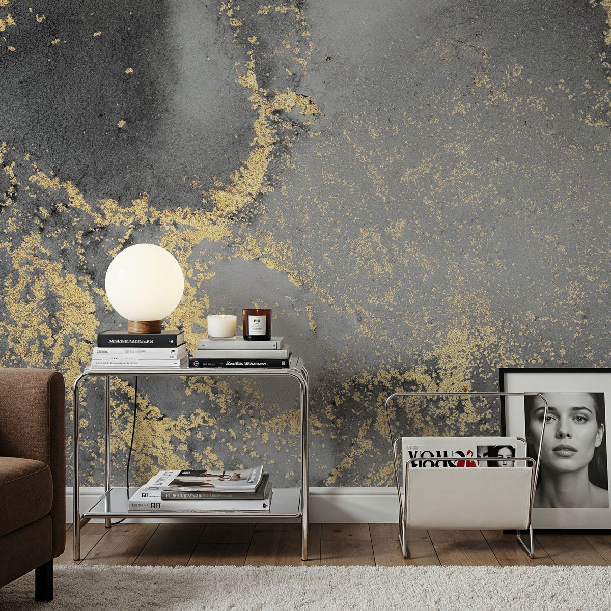 Dwellpaper Fantasy Marble, Gray Mural Wallpaper image 4