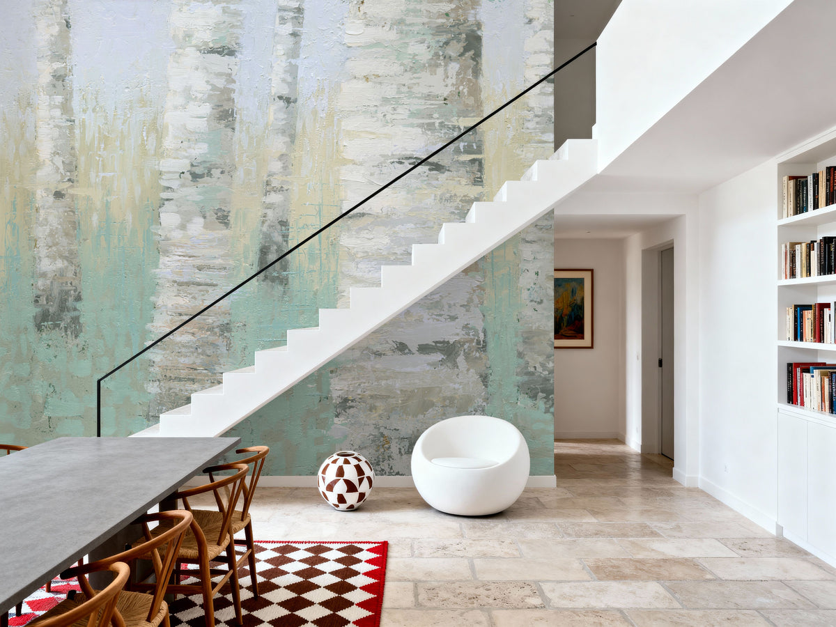 Blue Birch Mural Wallpaper - room preview 04