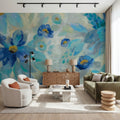 Blue Flowers Whisper I Mural Wallpaper - room preview 04