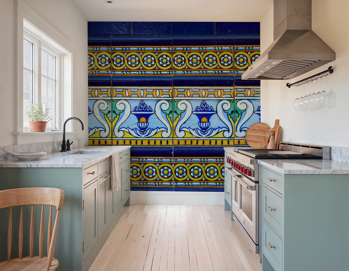 Azulejo Bloom Mural Wallpaper - room preview 04