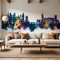 Stamford England Skyline Blue & Bronze Mural Wallpaper - room preview 04