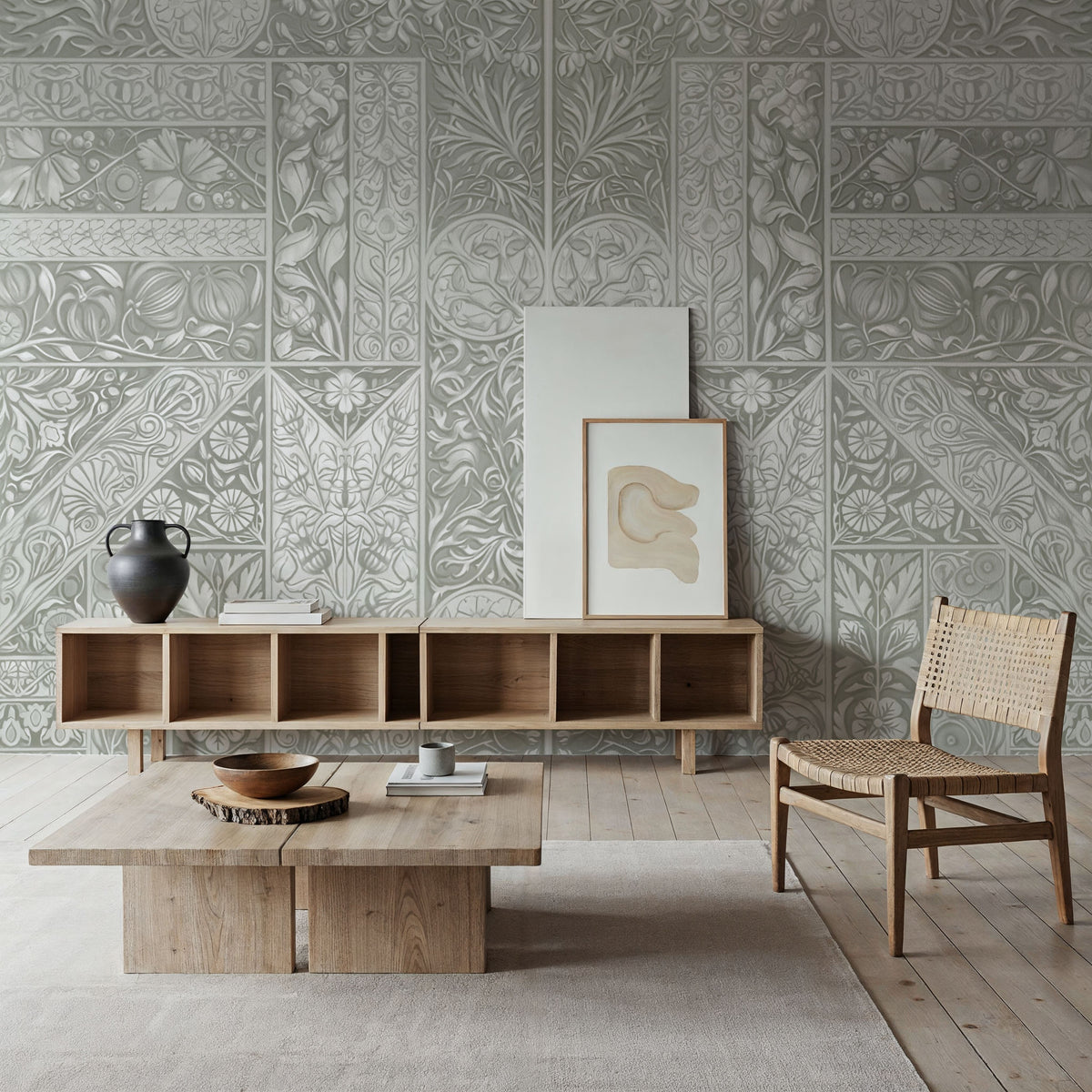 Flower Collection, Sage Mural Wallpaper - room preview 04