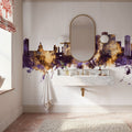 Edmonton Canada Skyline Purple & Gold Mural Wallpaper - room preview 04