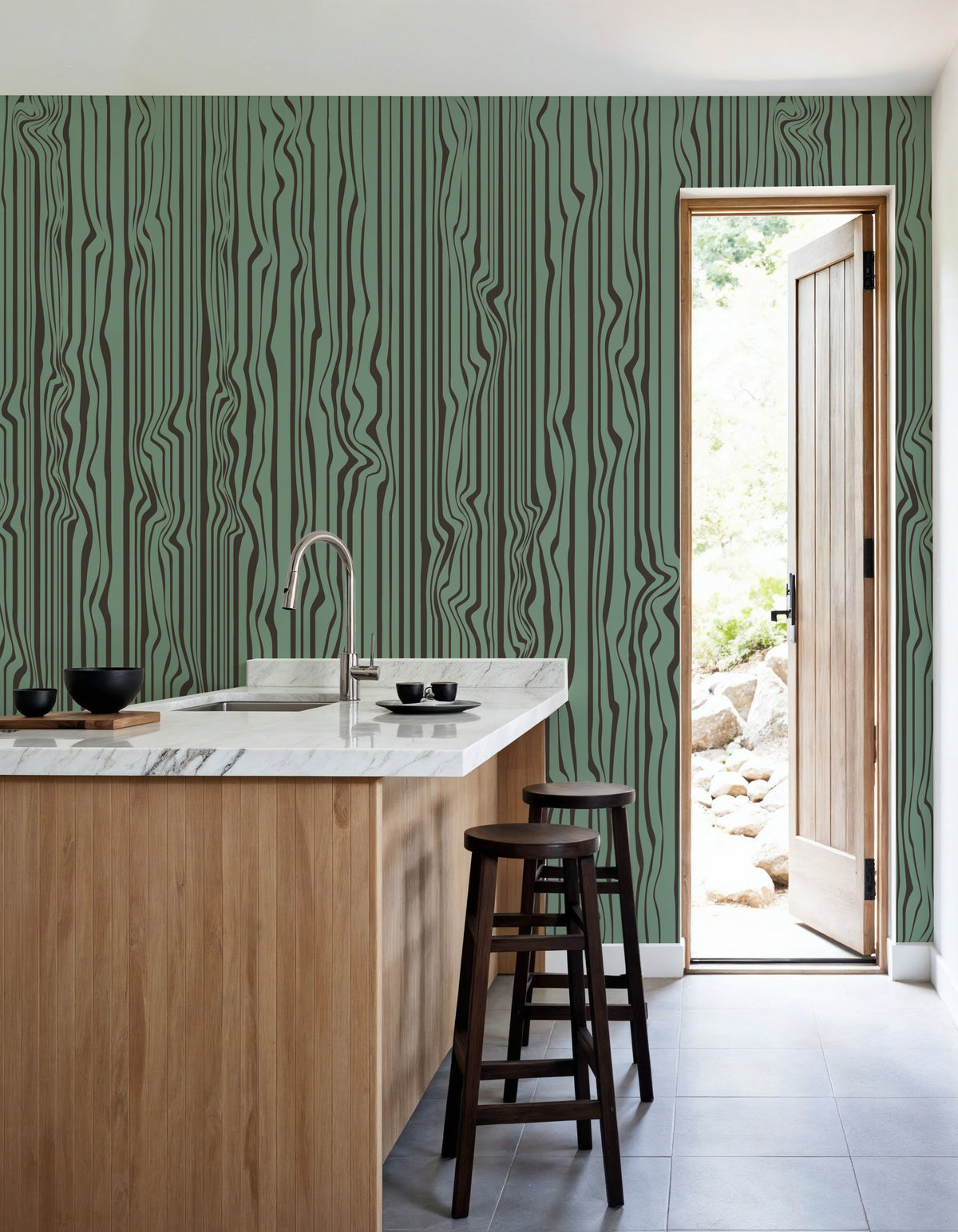 Veneer Lines, Jade Mural Wallpaper - room preview 04