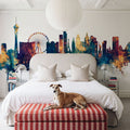 Las Vegas Nevada Skyline Blue & Bronze Mural Wallpaper - room preview 04