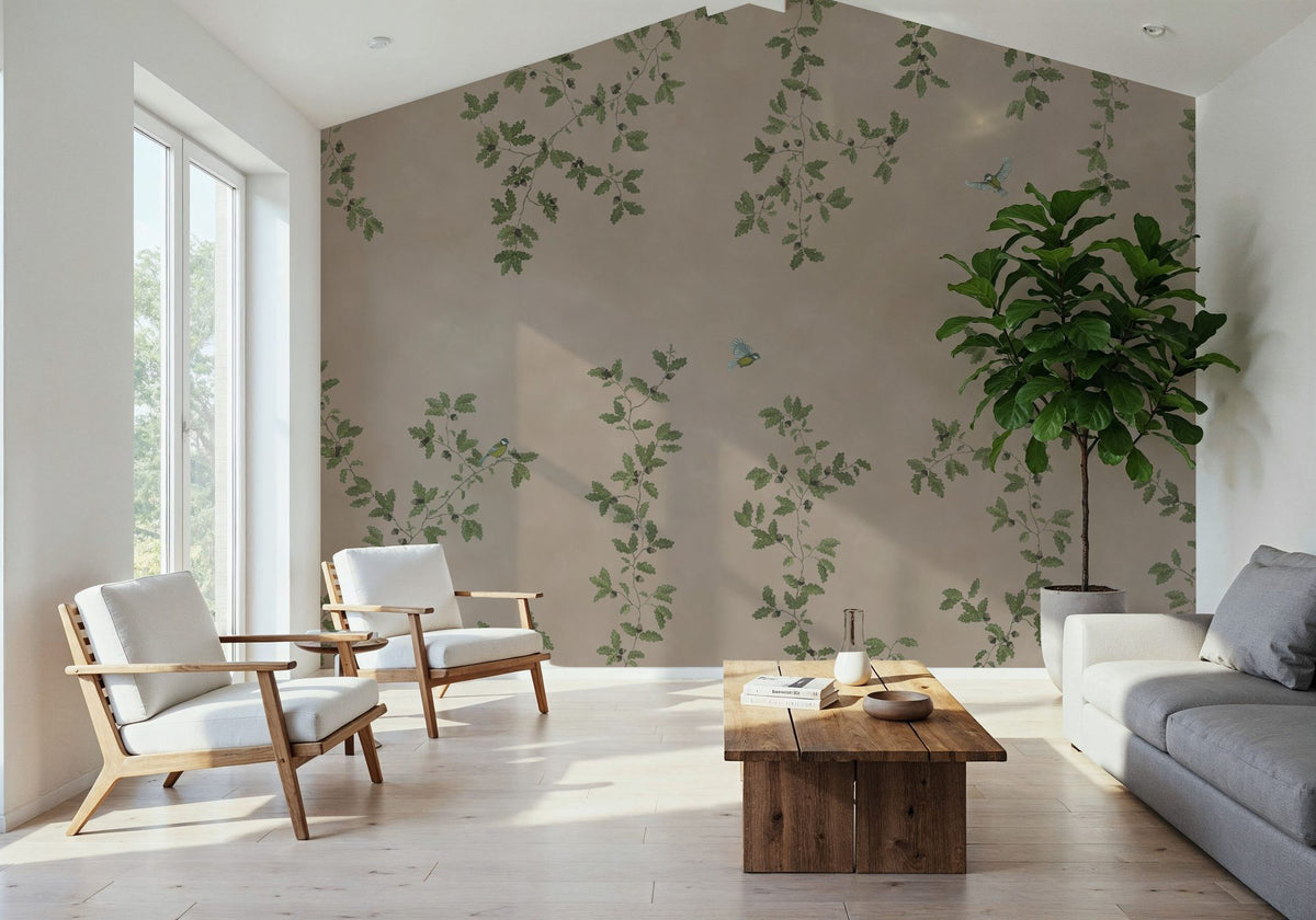 Oak Hollow, Beige Mural Wallpaper - room preview 04