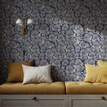 Hydrangea, Navy Mural Wallpaper - room preview 04