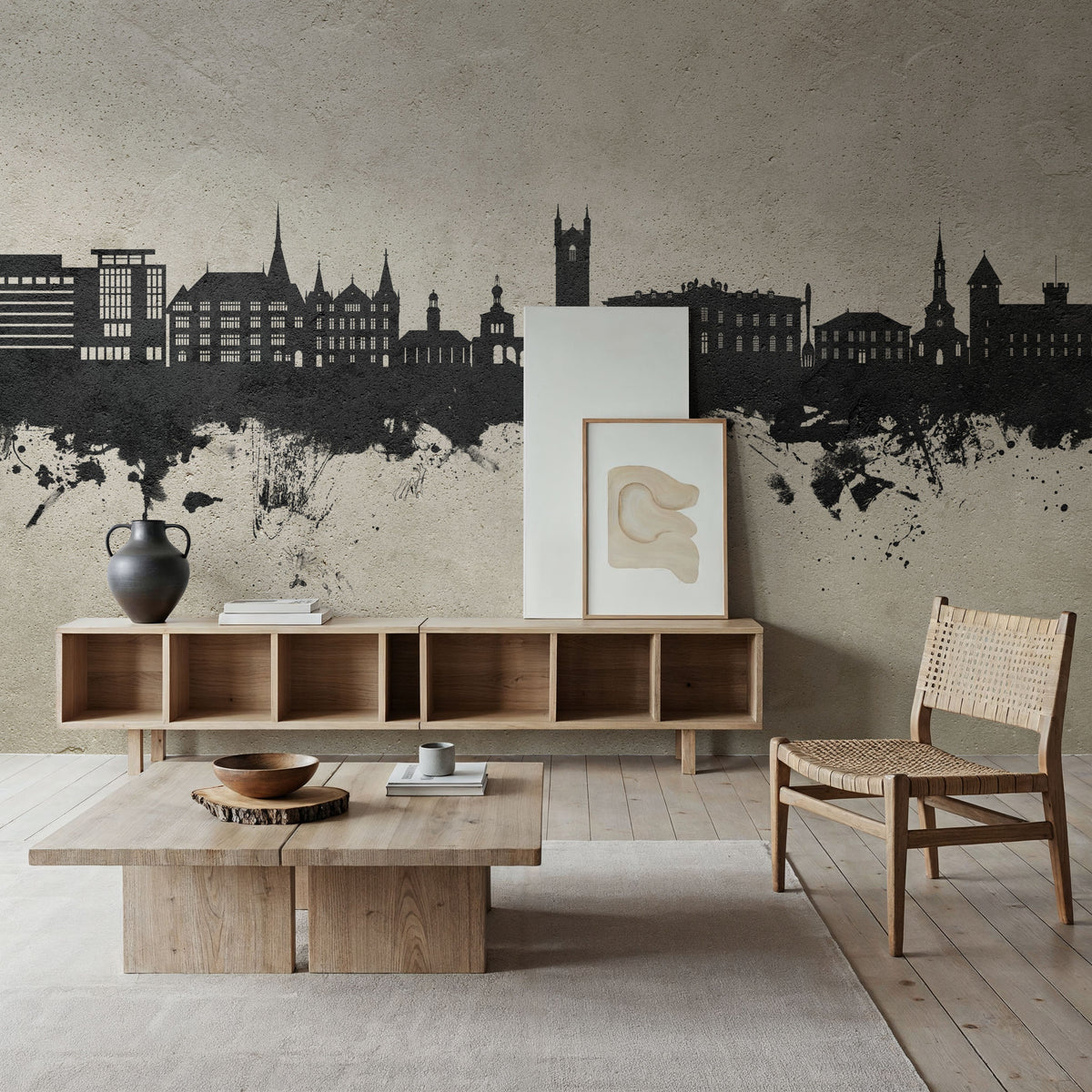 Vevey Switzerland Skyline Concrete Mural Wallpaper - room preview 04