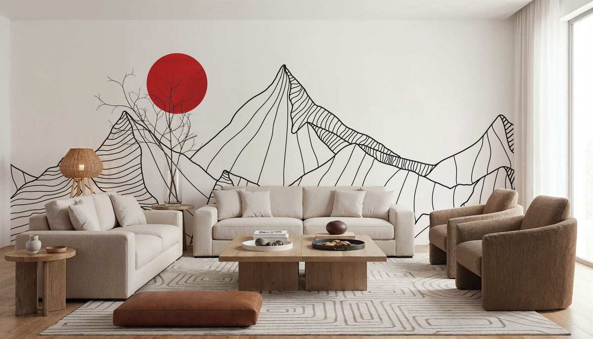 Line Mountain Sun Mural Wallpaper - room preview 04