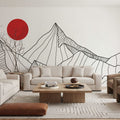 Line Mountain Sun Mural Wallpaper - room preview 04
