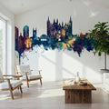 Peterborough England Skyline Blue & Bronze Mural Wallpaper - room preview 04