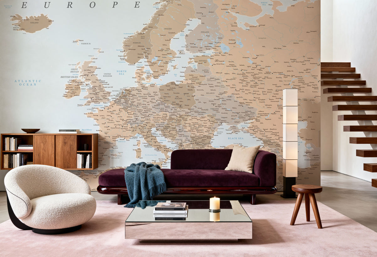Europe Map Detailed - Lincoln Mural Wallpaper - room preview 04
