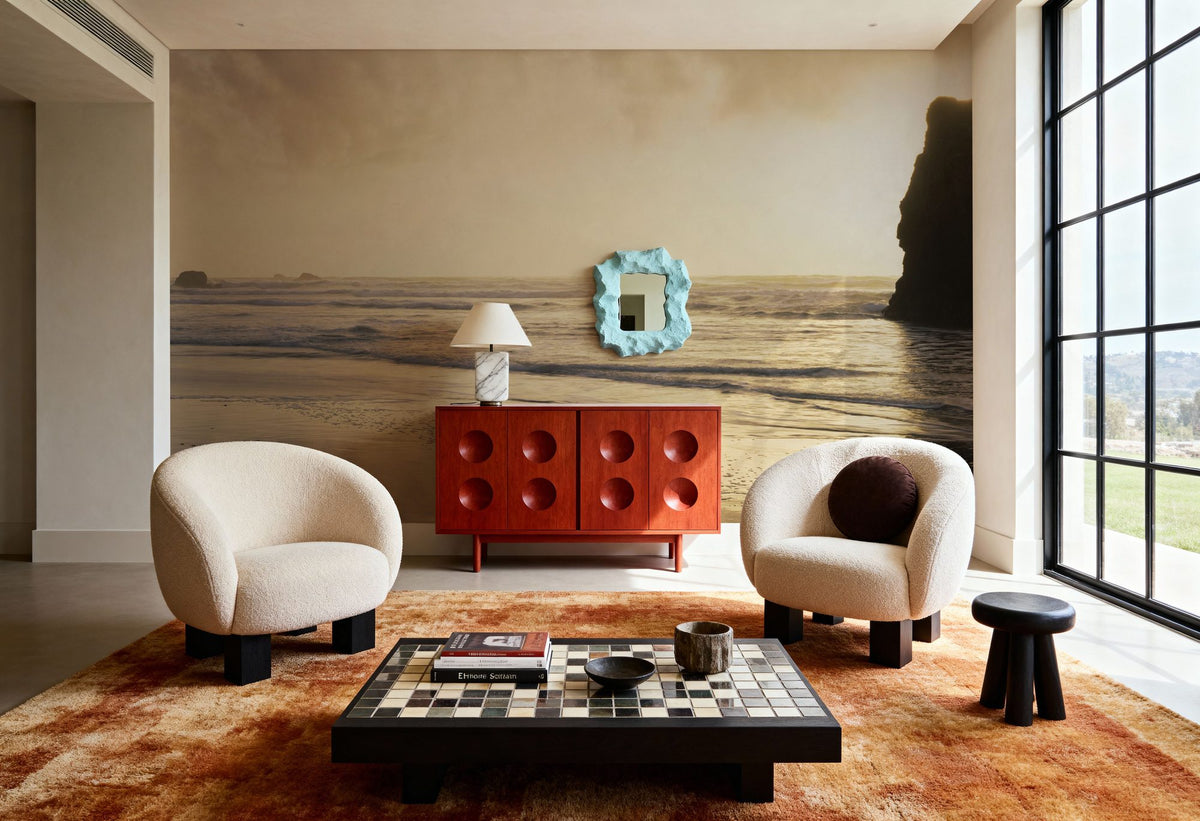 Golden Shore Silhouette Mural Wallpaper - room preview 04