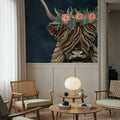 Longhorn with Rose Crown Dark Mural Wallpaper - room preview 04