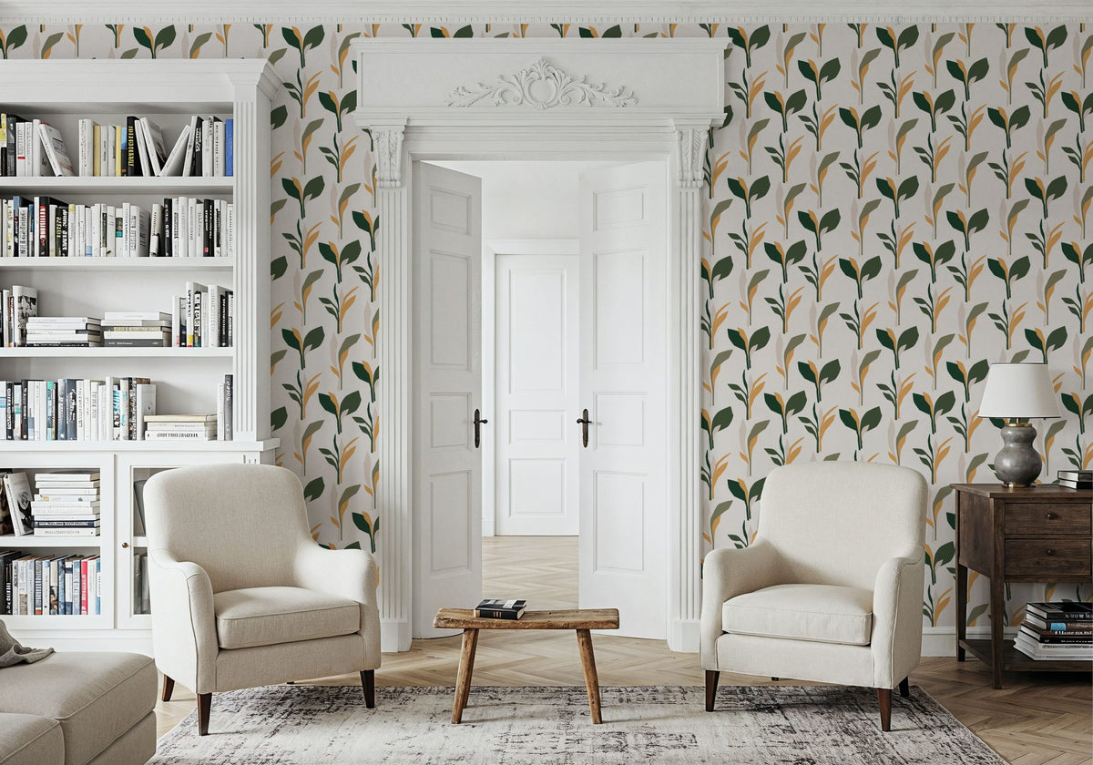 Spray of Leaves Mural Wallpaper - room preview 04
