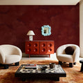 Painted Dreamy Clouds, Cherry Red Mural Wallpaper - room preview 04