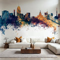 Lansing Michigan Skyline Blue & Bronze Mural Wallpaper - room preview 04