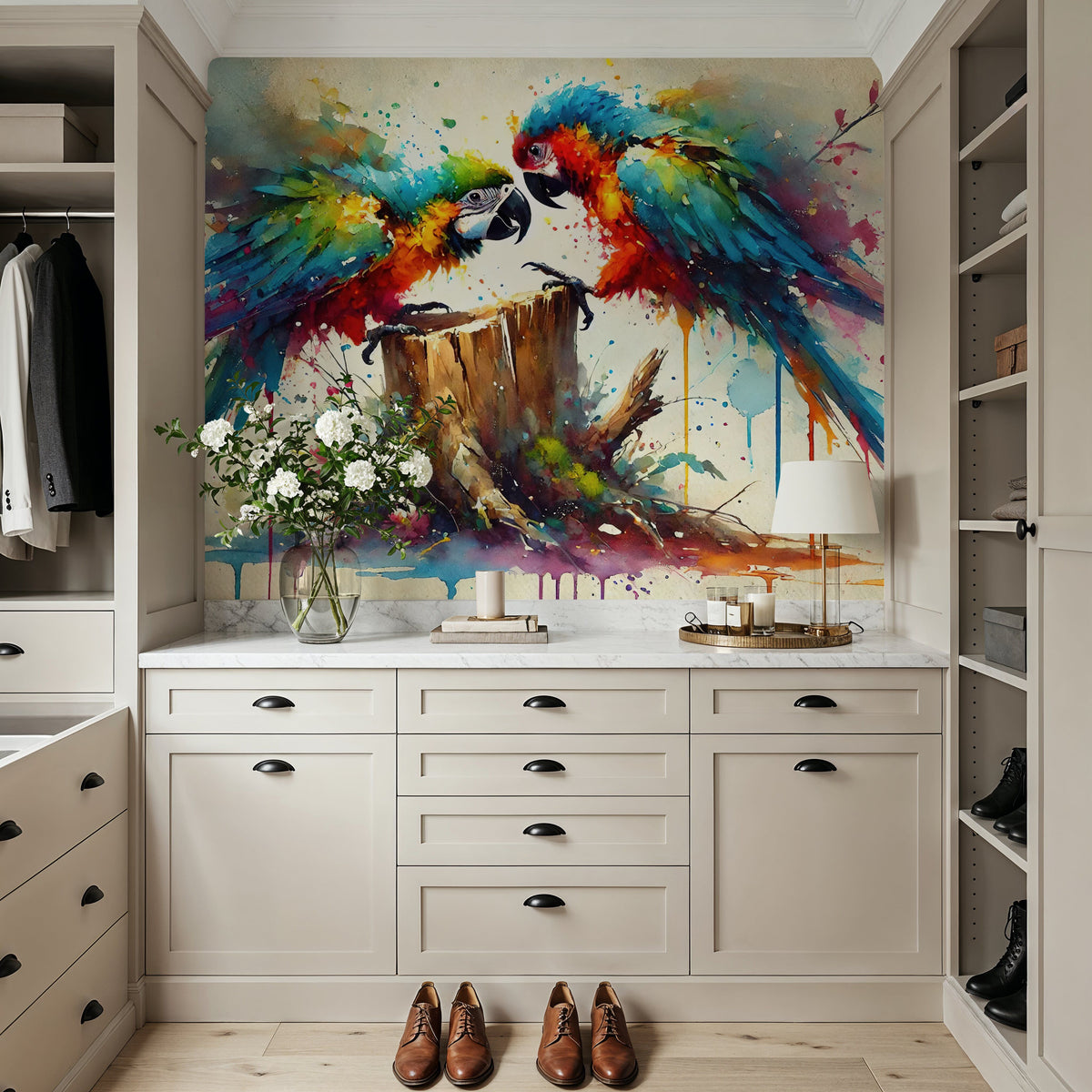Exotic Birds Fantasy Mural Wallpaper - room preview 04