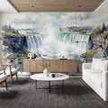 Northern Waterfall - Watercolor Landscapes Series Mural Wallpaper - room preview 04