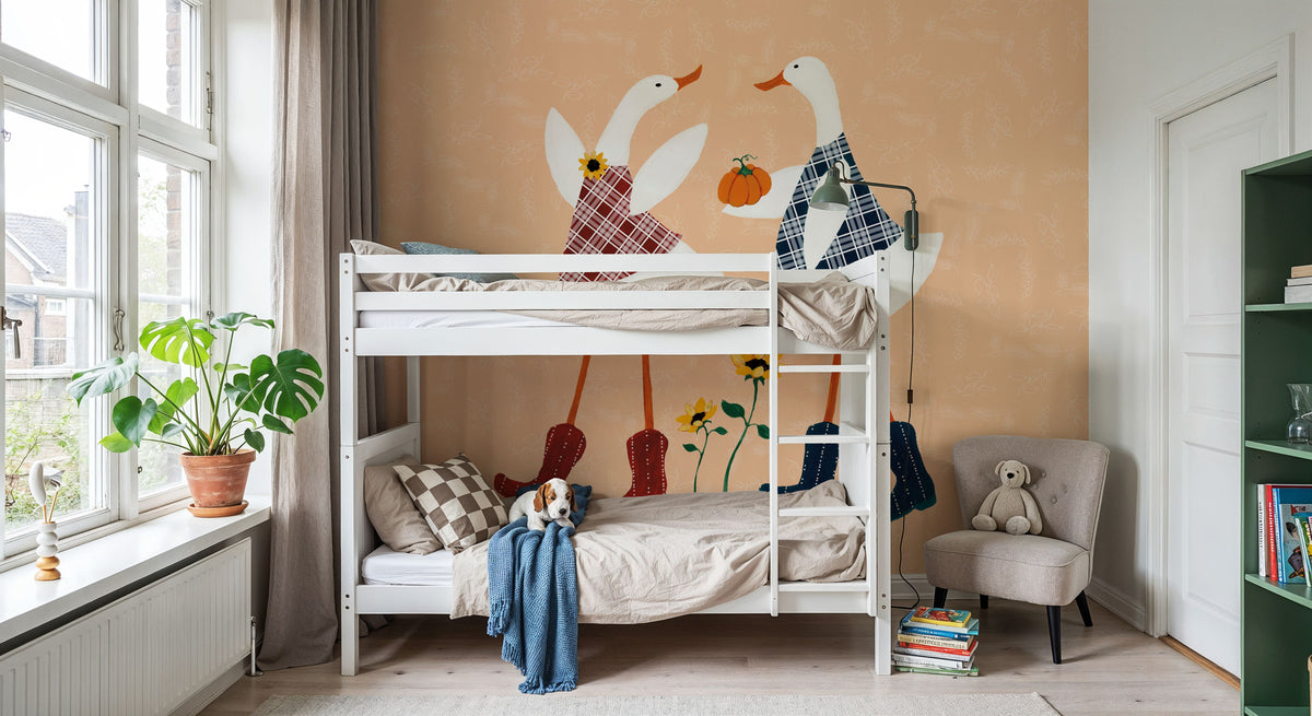 Ducks in the Pumpkin Patch V Mural Wallpaper - room preview 04