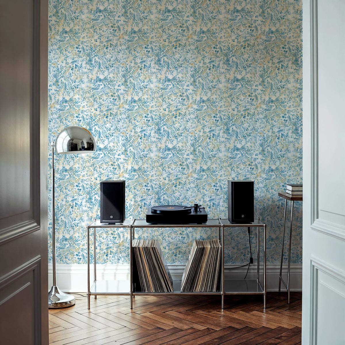 Rustic Flowers Blue Mural Wallpaper - room preview 04