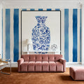 Chinoiserie Vase II Stripes Mural Wallpaper - room preview 04