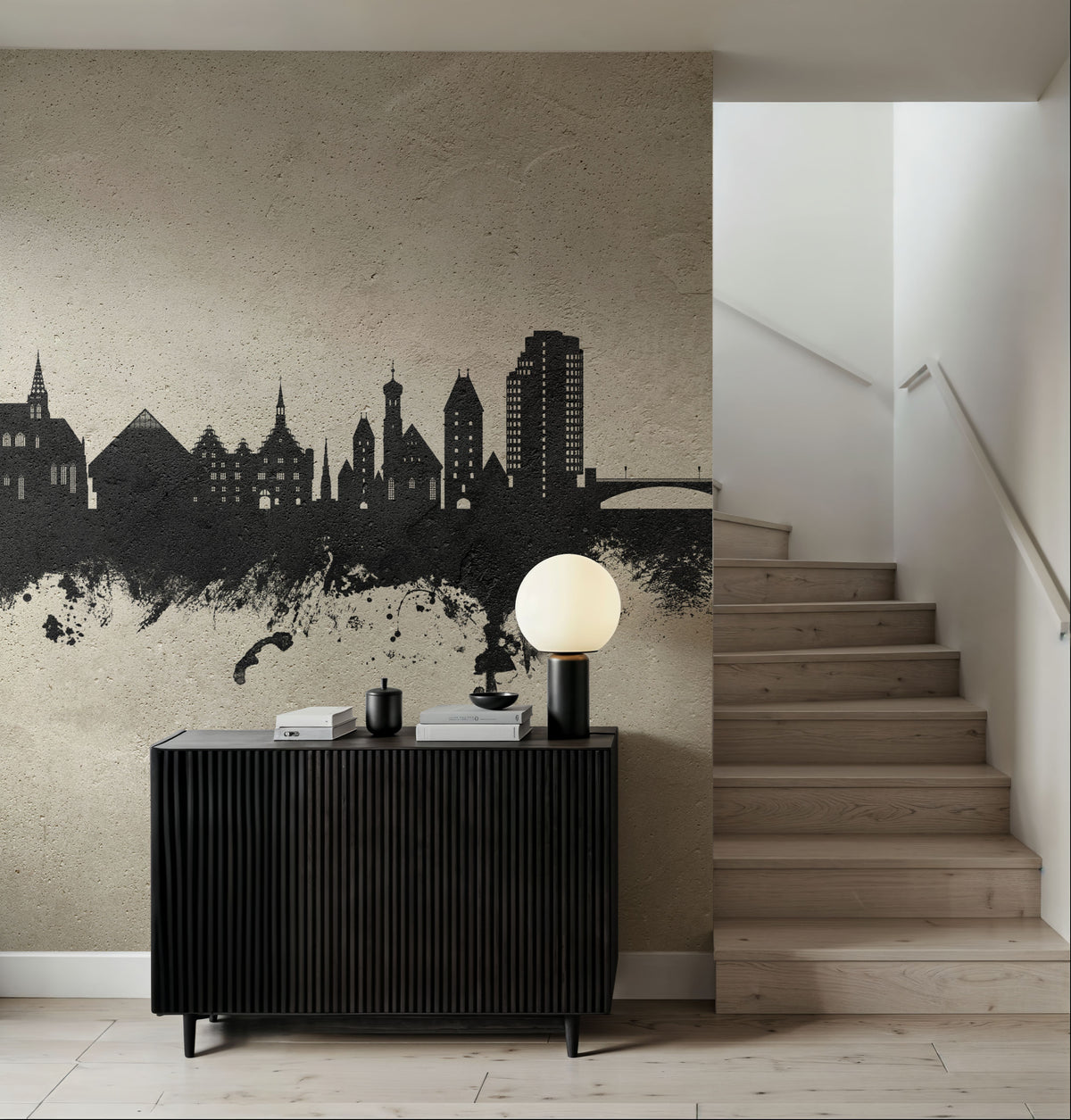 Ulm Germany Skyline Concrete Mural Wallpaper - room preview 04
