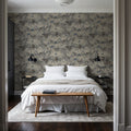 Fruit Tree Bower, Blue on Mauve Mural Wallpaper - room preview 04