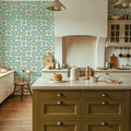 Maritime Tiles Yellow and Blue Mural Wallpaper - room preview 04