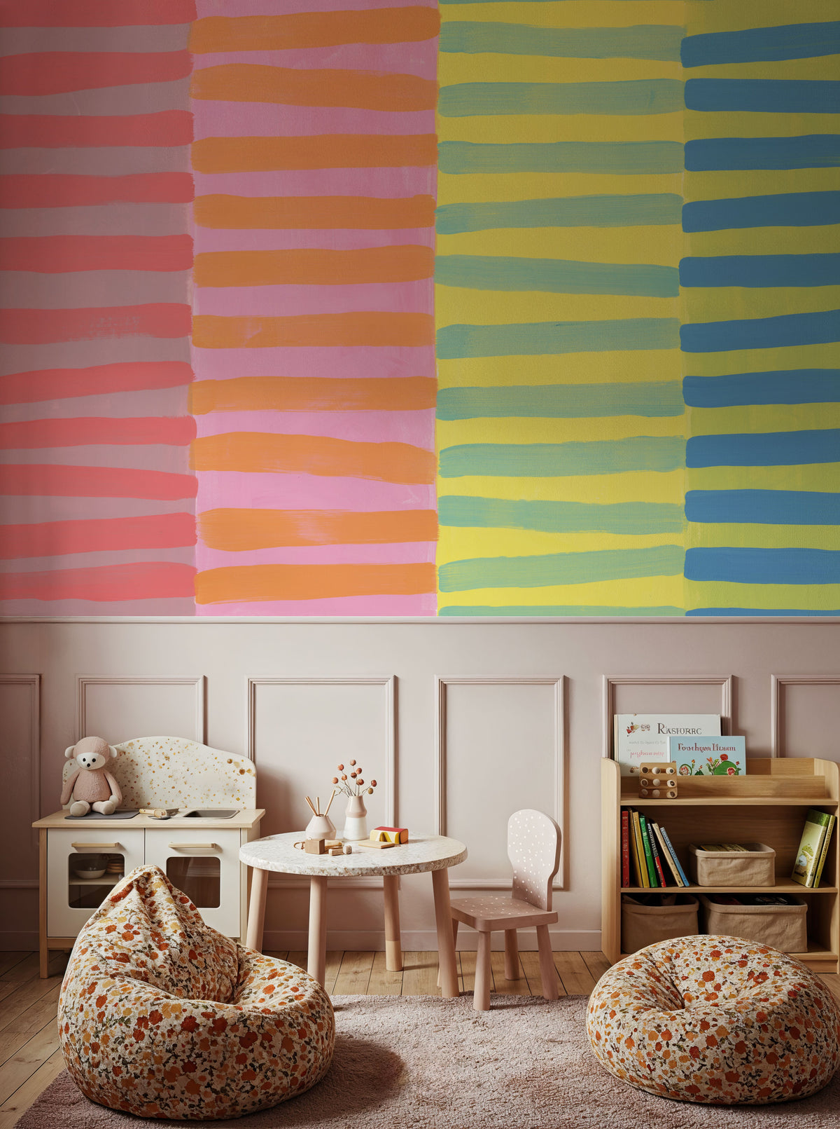 Sunny Side Stripes Mural Wallpaper - room preview 04