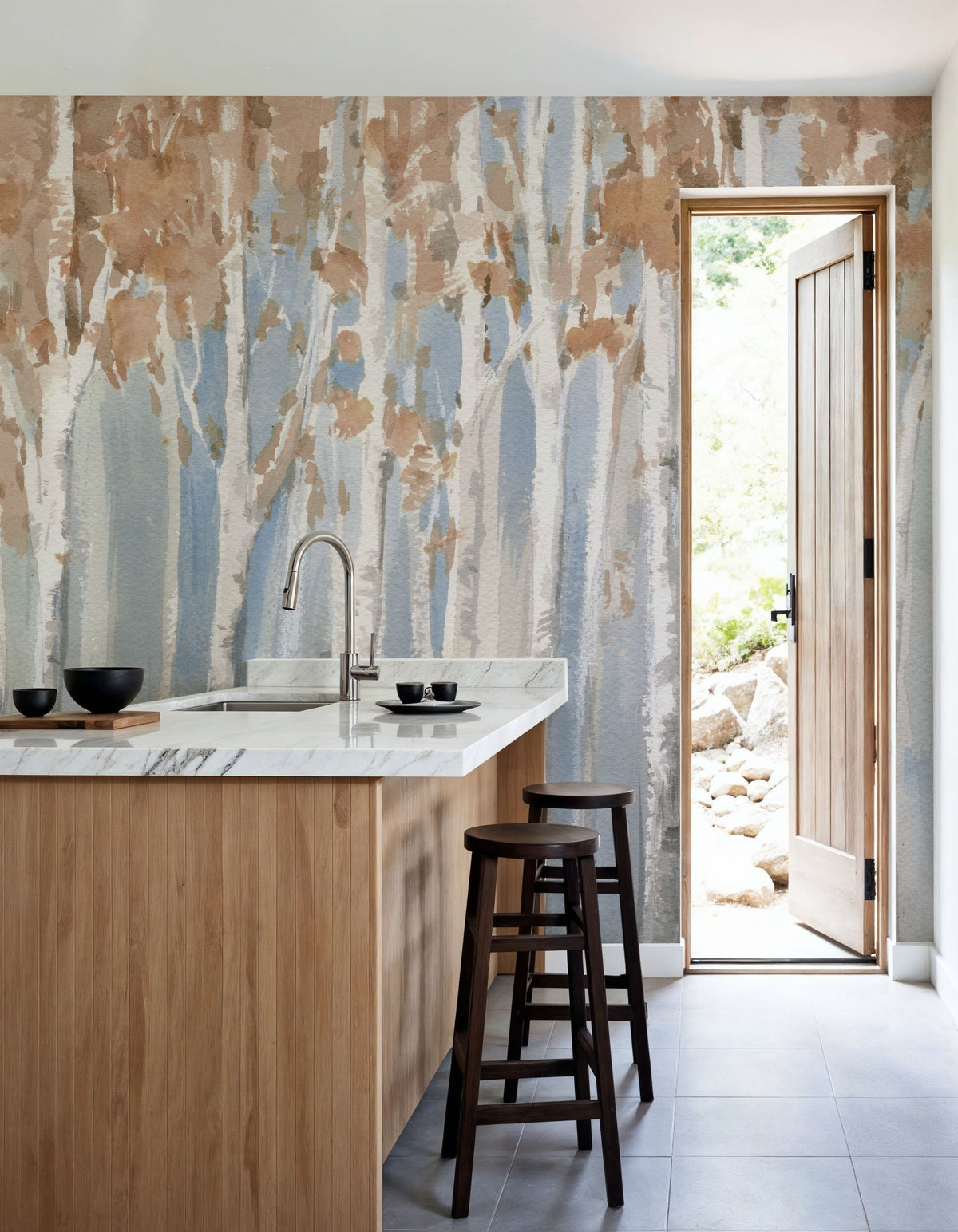 Fall Birch Mural Wallpaper - room preview 04
