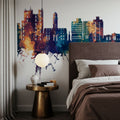 Luton England Skyline Blue & Bronze Mural Wallpaper - room preview 04