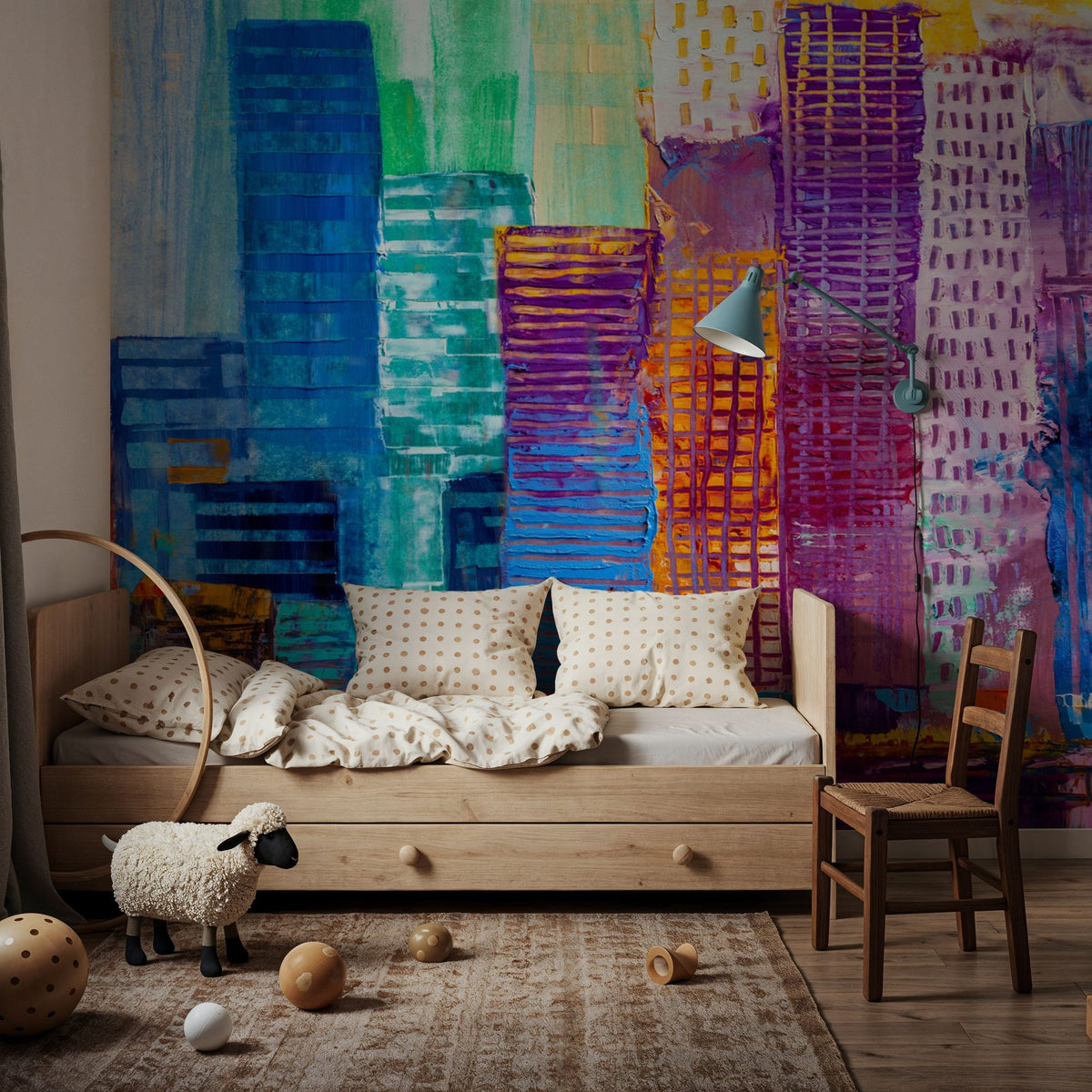 Sunset Metropolis Mural Wallpaper - room preview 04