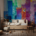 Sunset Metropolis Mural Wallpaper - room preview 04