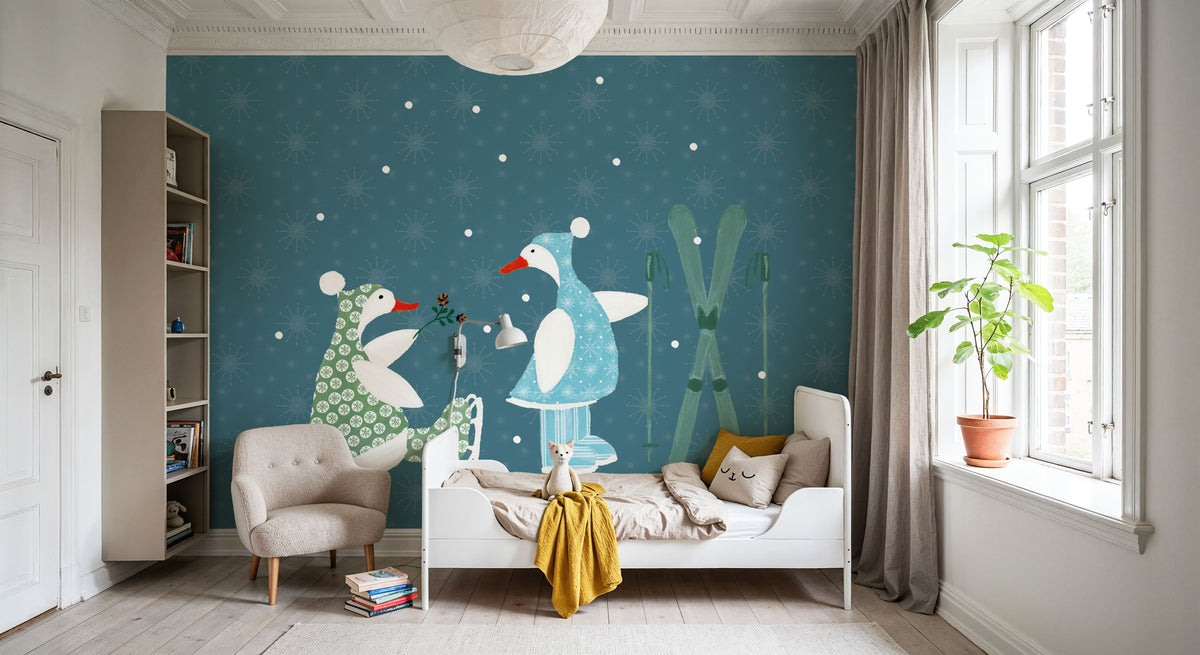 Ducks in the Snow VII Mural Wallpaper - room preview 04
