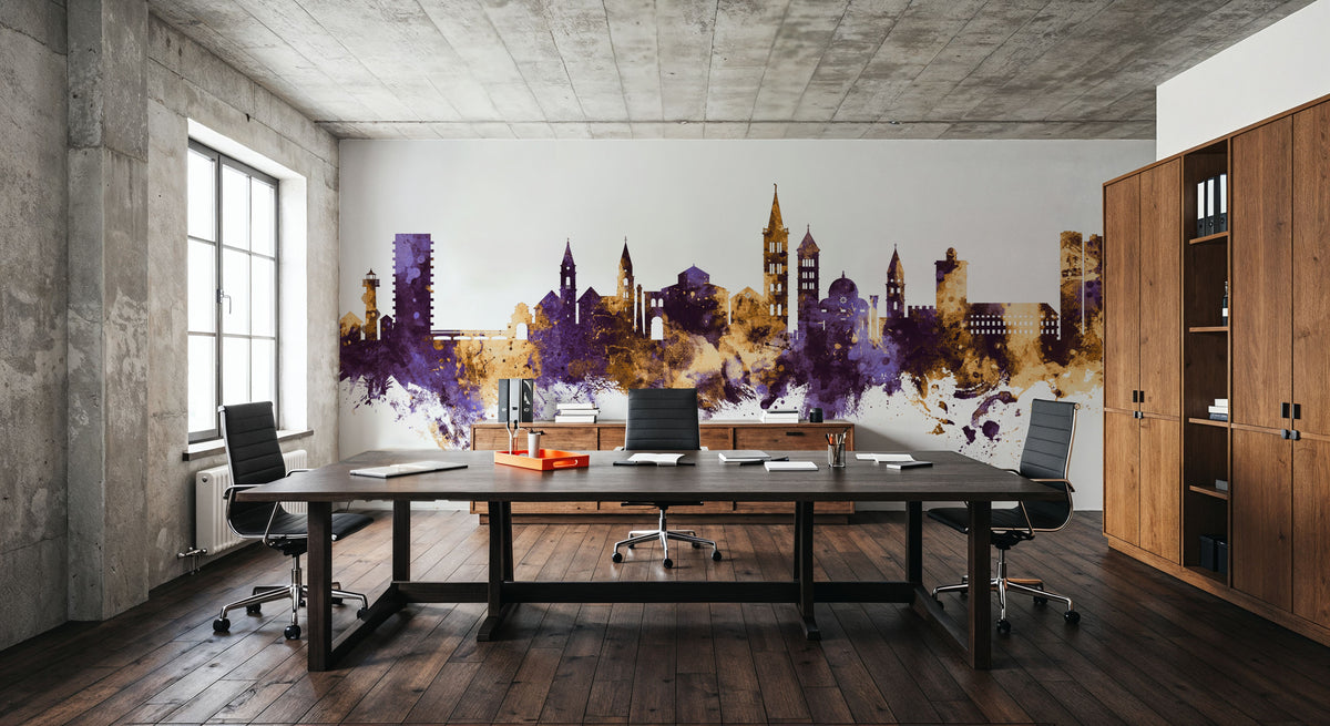Zadar Croatia Skyline Purple & Gold Mural Wallpaper - room preview 04