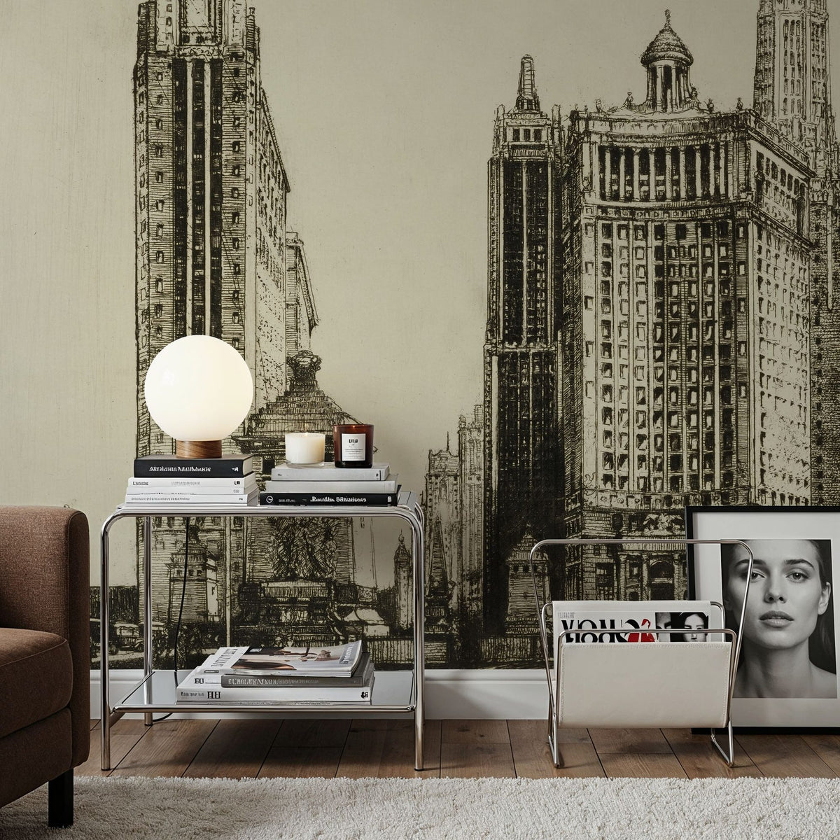 Dwellpaper Chicago, the Gateway Illustration Mural Wallpaper image 4