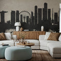Singapore Skyline Concrete Mural Wallpaper - room preview 04