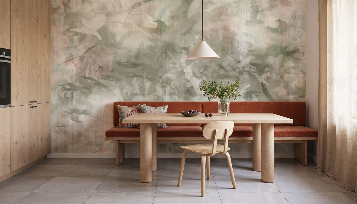 Birds of Freedom Brown Mural Wallpaper - room preview 04